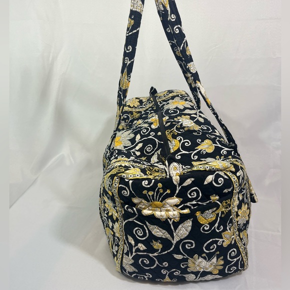 Vera Bradley Large Yellow Bird Duffle Retired Pattern - Black Yellow White - Picture 4 of 14